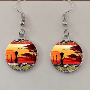 Colorful African Art Earrings